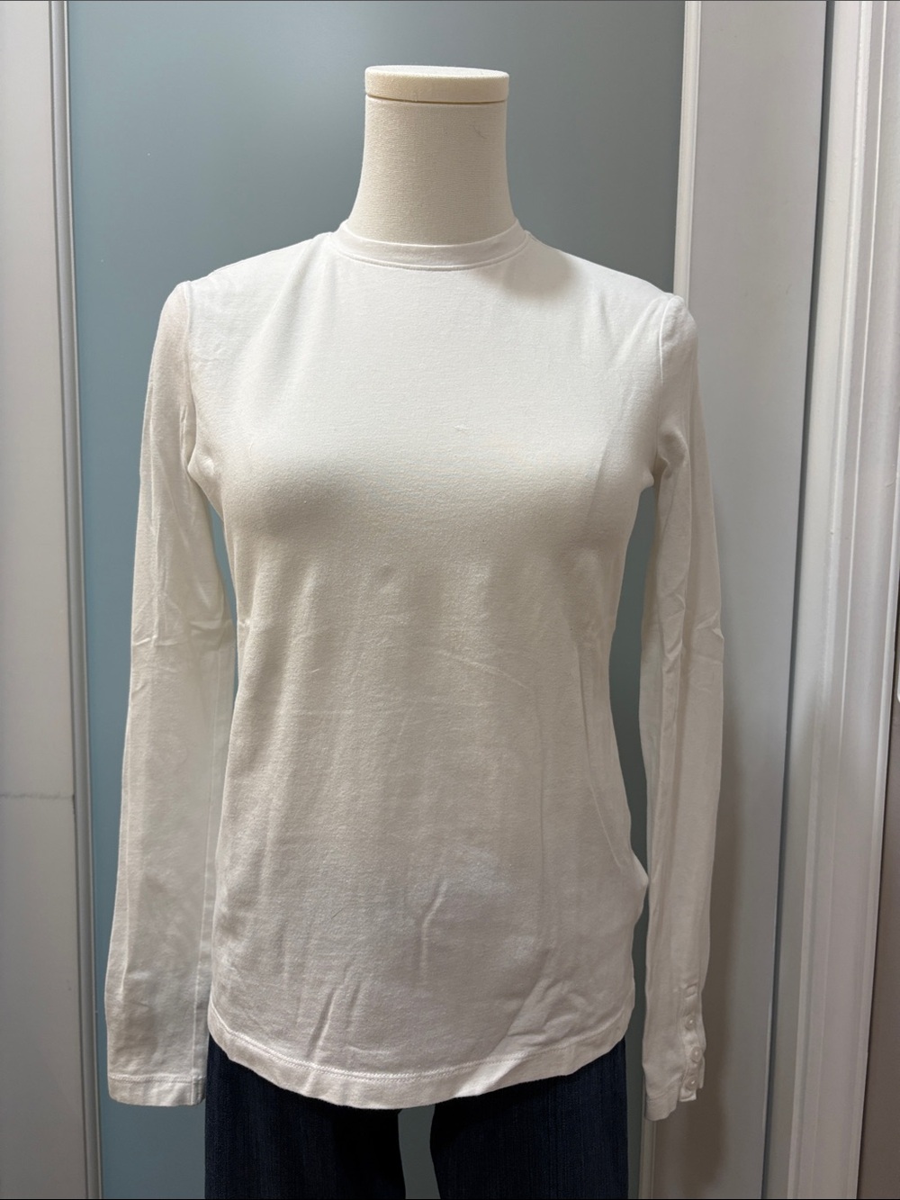 Brooks Brothers White Long-Sleeve Crewneck Top